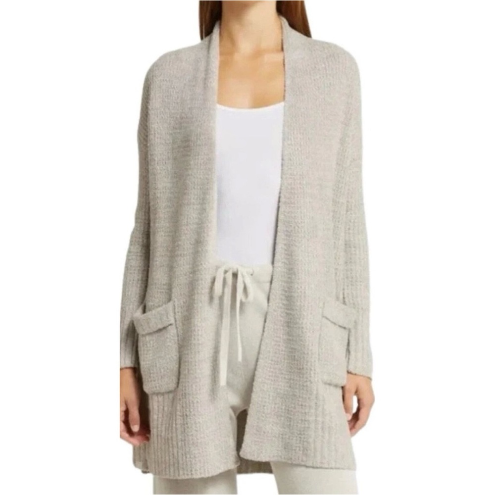 Barefoot Dreams CozyChic Lite Open Cardigan Sweater 3X Waffle Knit Gray Lounge - Picture 4 of 14